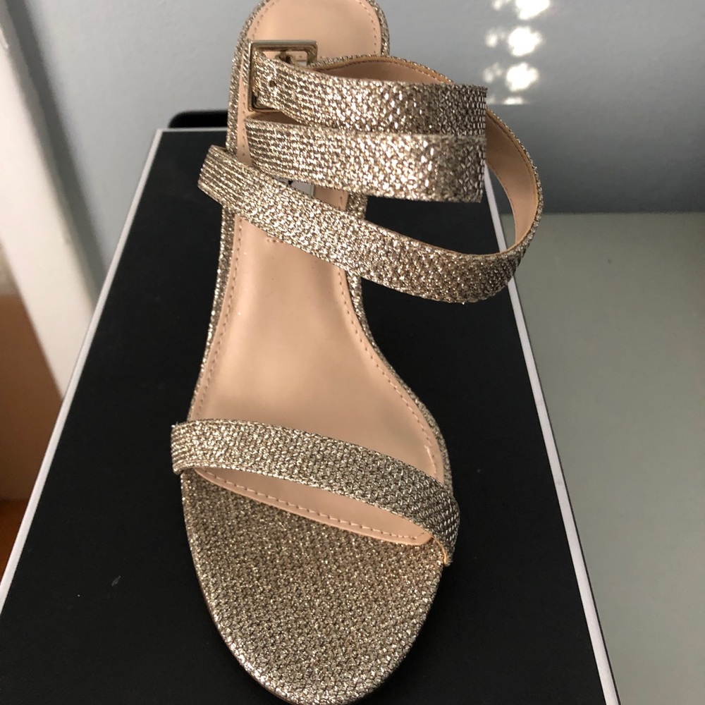 Nina gold sparkle Vanna open toe strappy heel